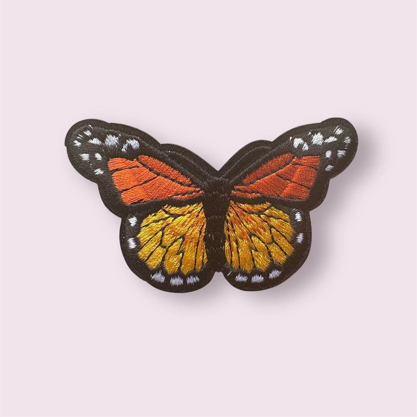 Orange butterfly patch, 8cm iron on