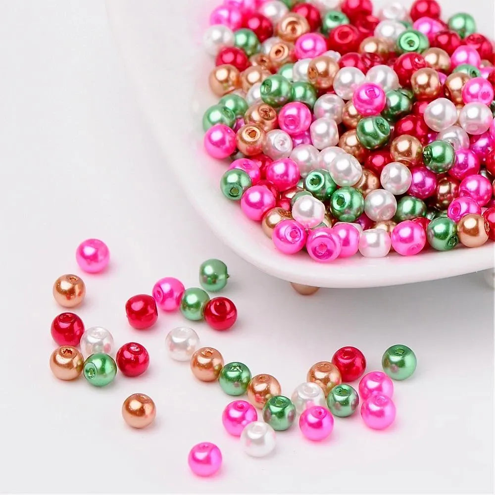 glass beads, Christmas mix, 4mm