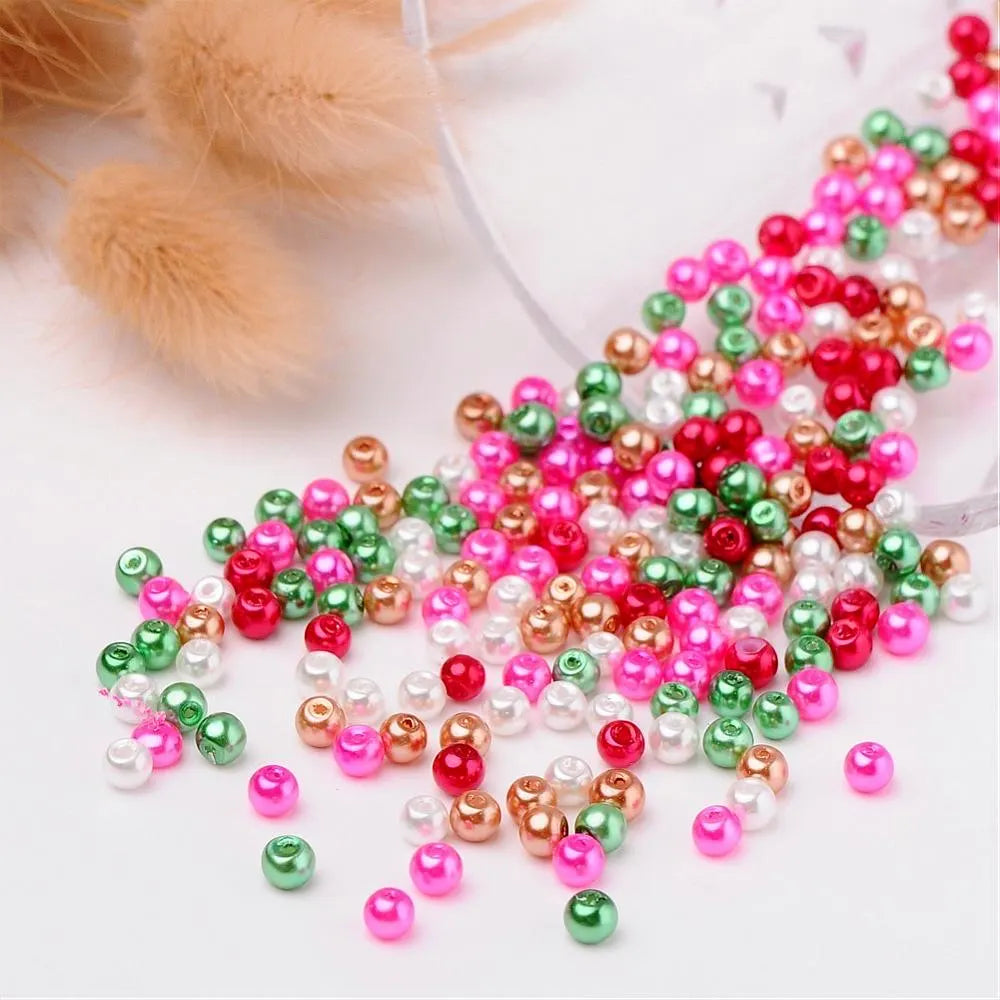 glass beads, Christmas mix, 4mm