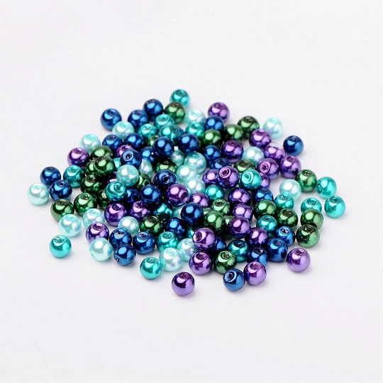 blue mix 6mm glass beads