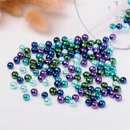 blue mix 6mm glass beads