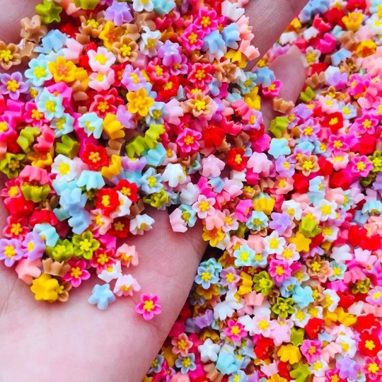 mixed colour mini flower cabochons, 6mm