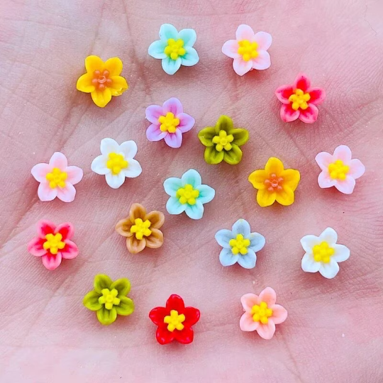mixed colour mini flower cabochons, 6mm