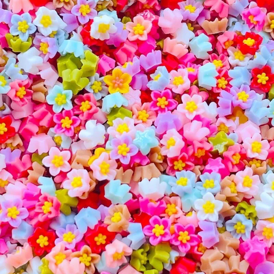 mixed colour mini flower cabochons, 6mm