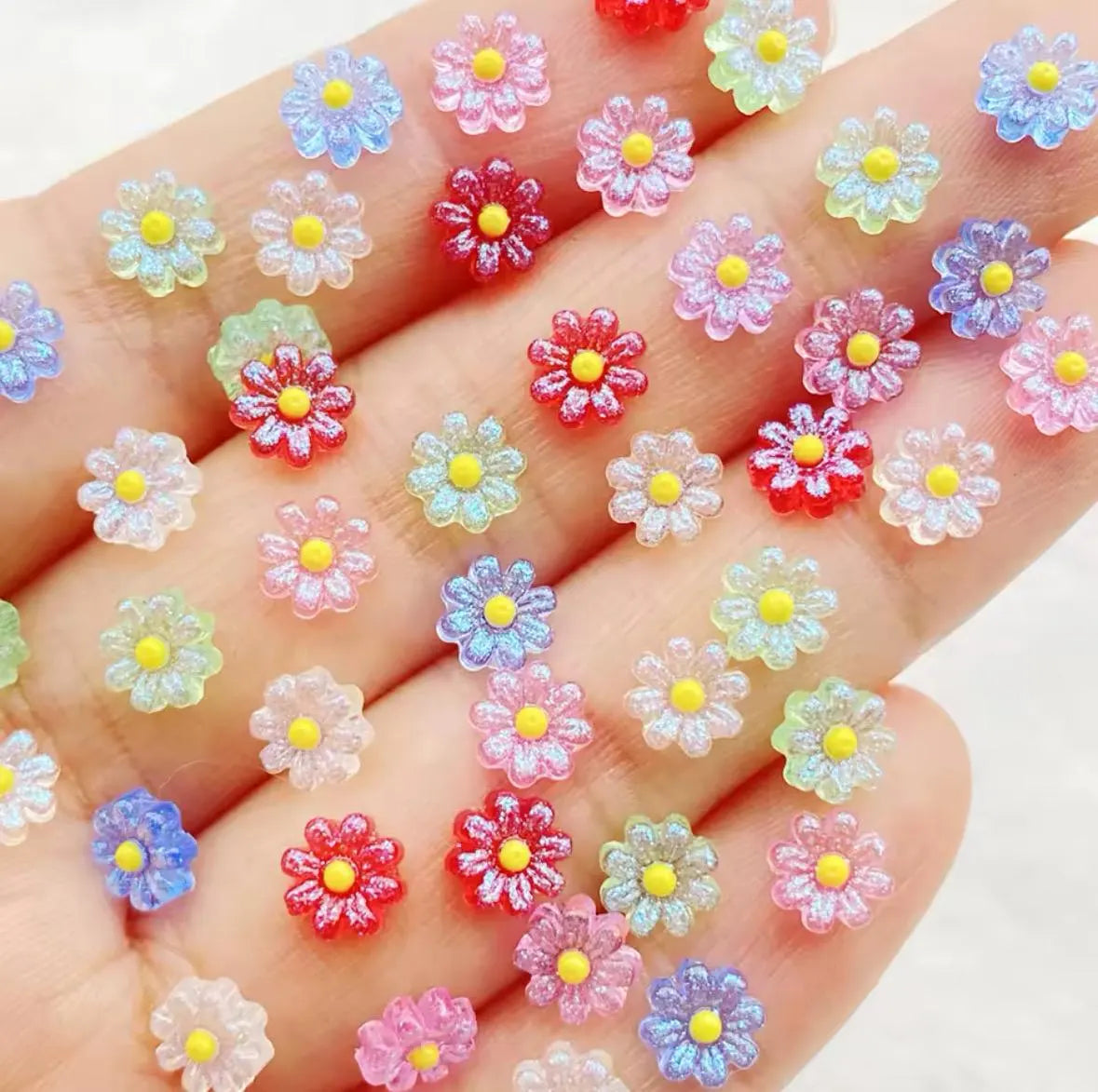 Flower embellishments, mixed 6mm