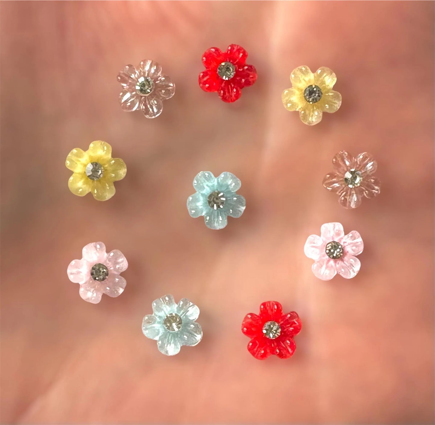 Rhinestone flowers, mixed 7mm
