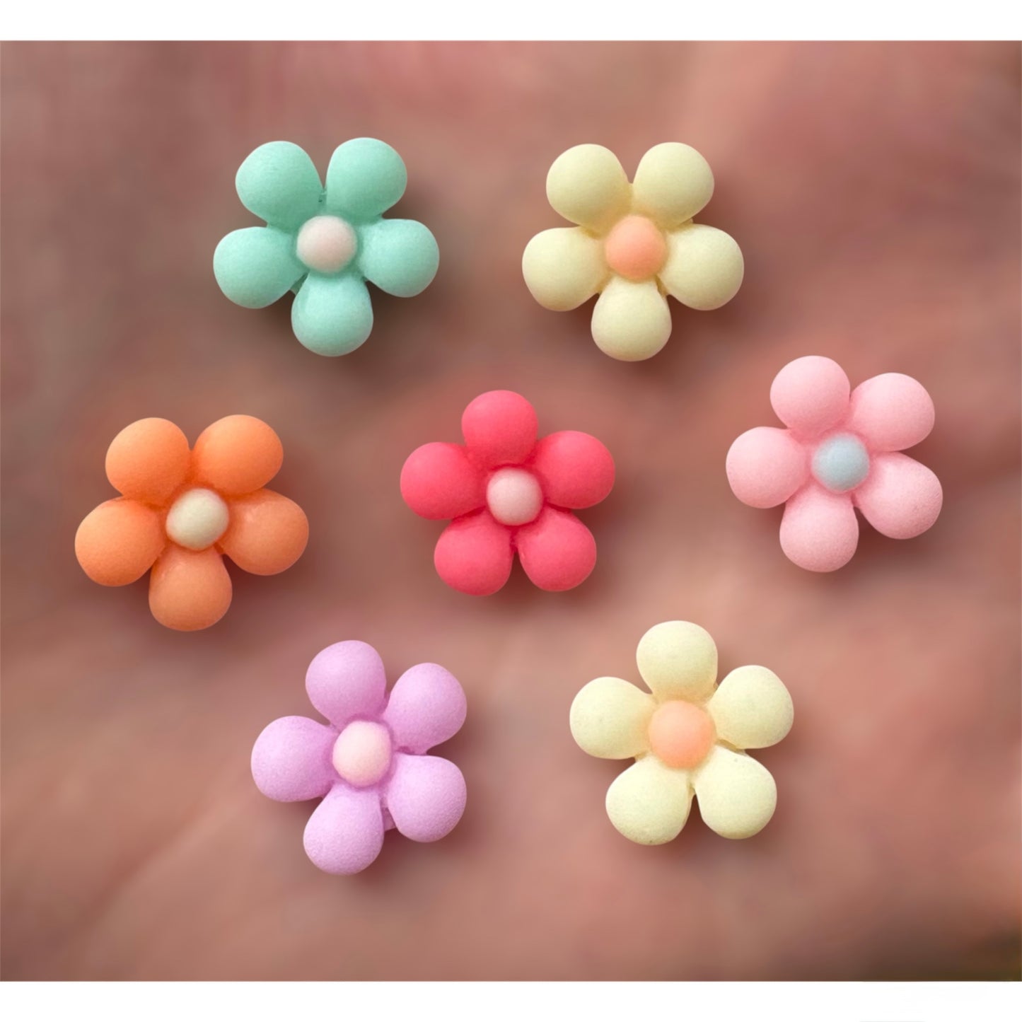 Pastel flower cabochons, 12mm