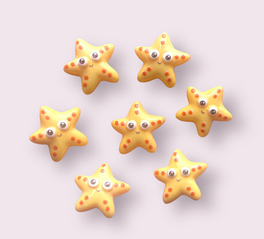 Starfish cabochons, yellow 14mm