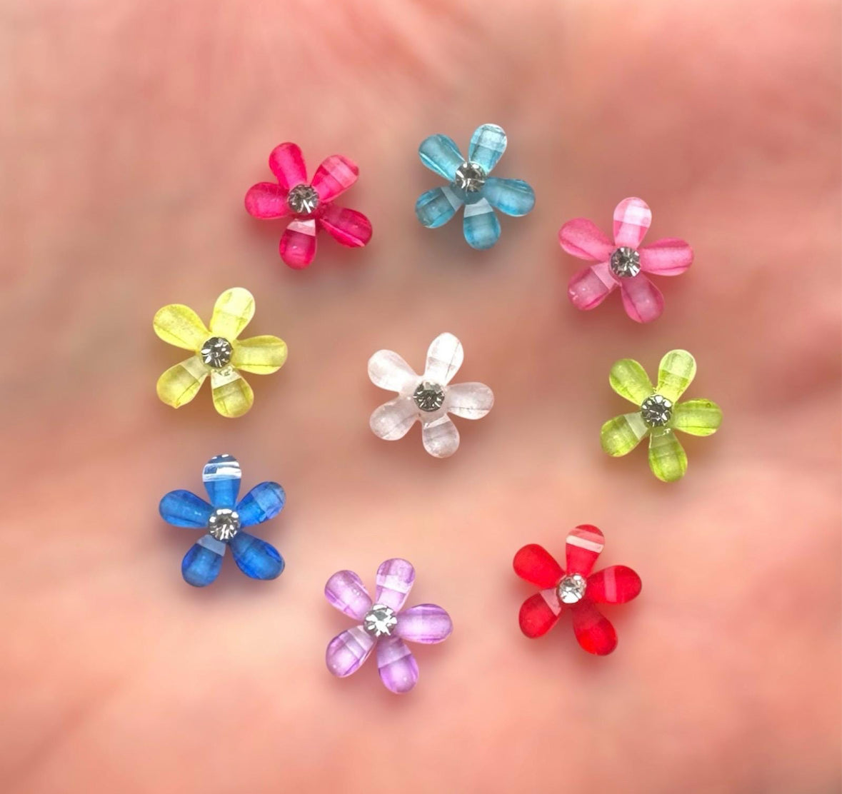 Rhinestone flowers, mixed 10mm
