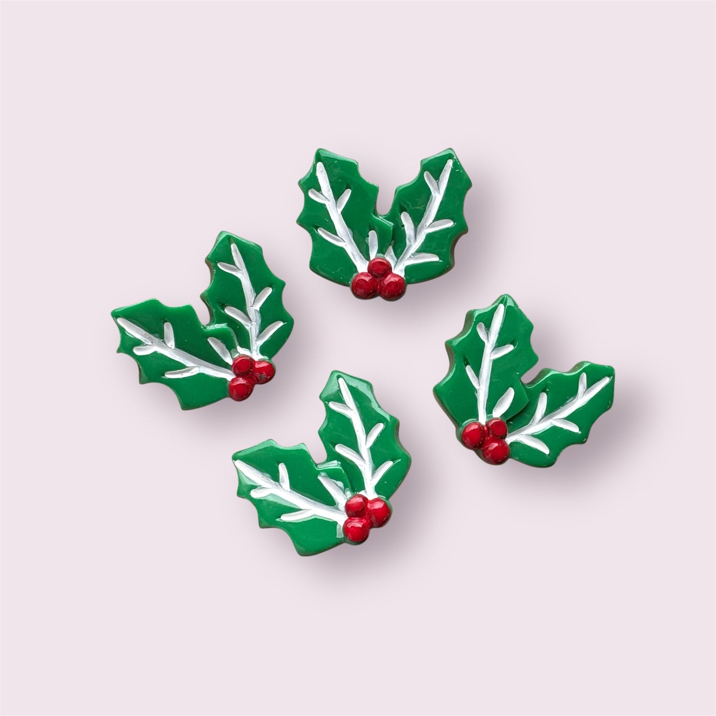 Holly leaf resin cabochons, 26mm