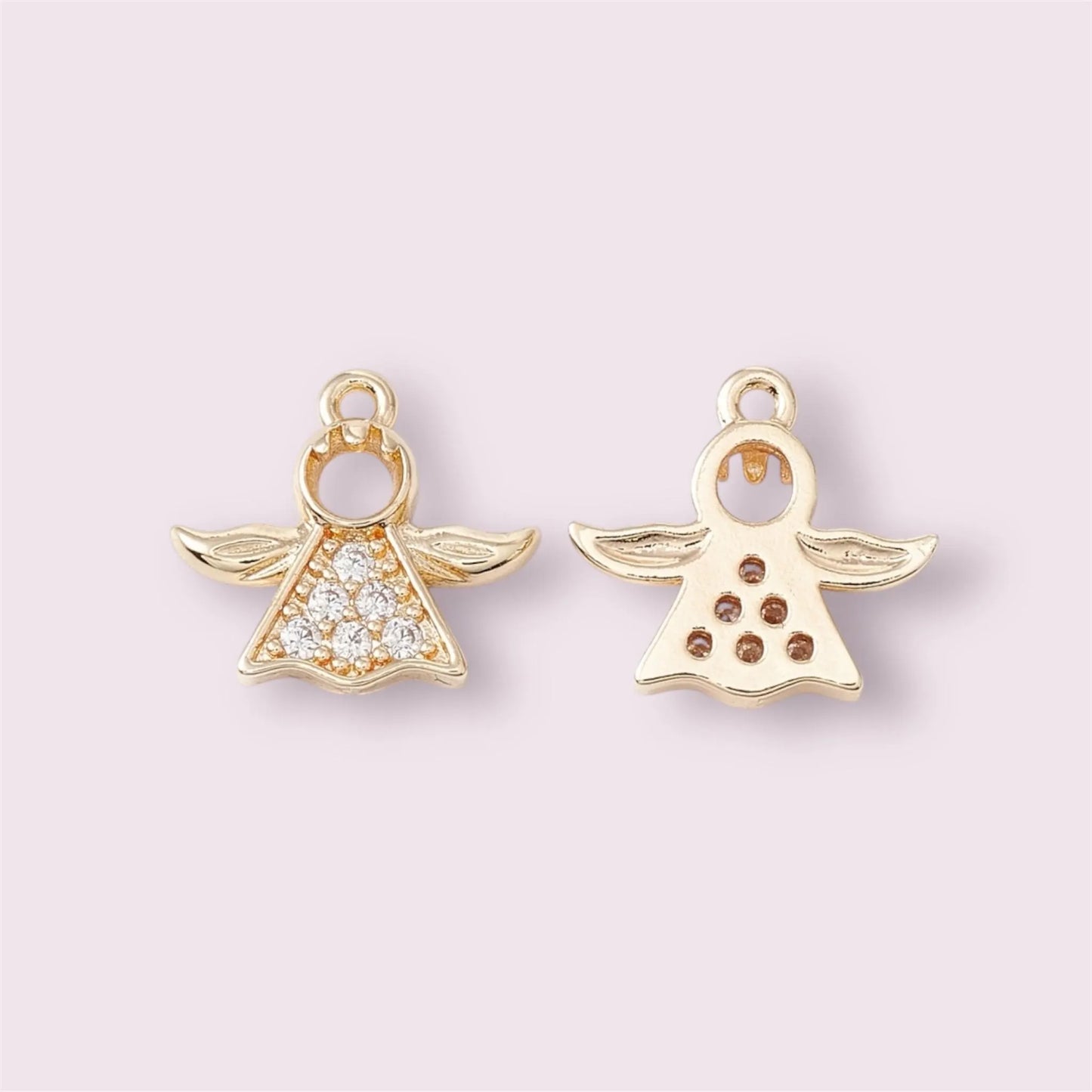 Angel charms, cubic zirconia, 13mm
