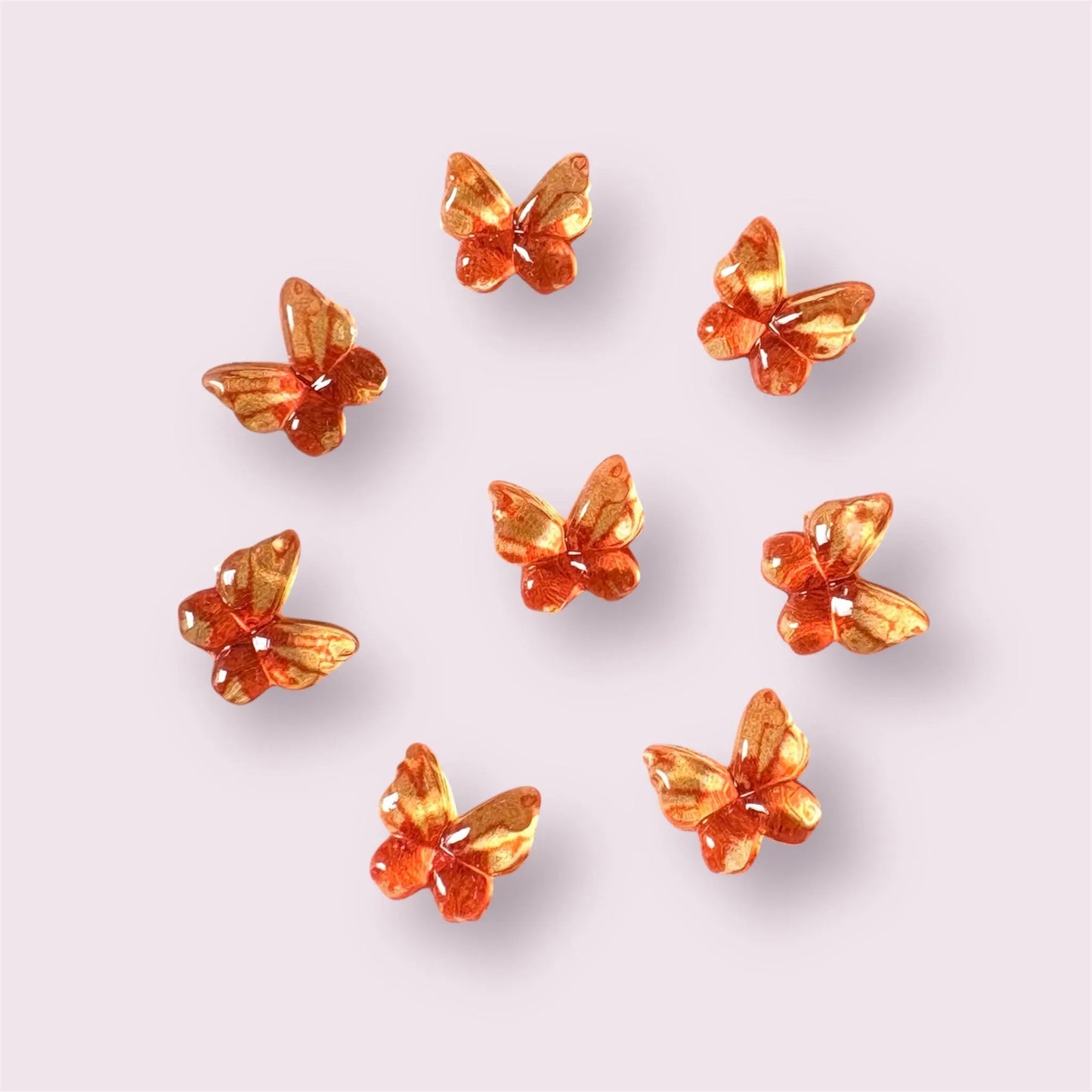 Butterfly resin embellishments, 10mm orange