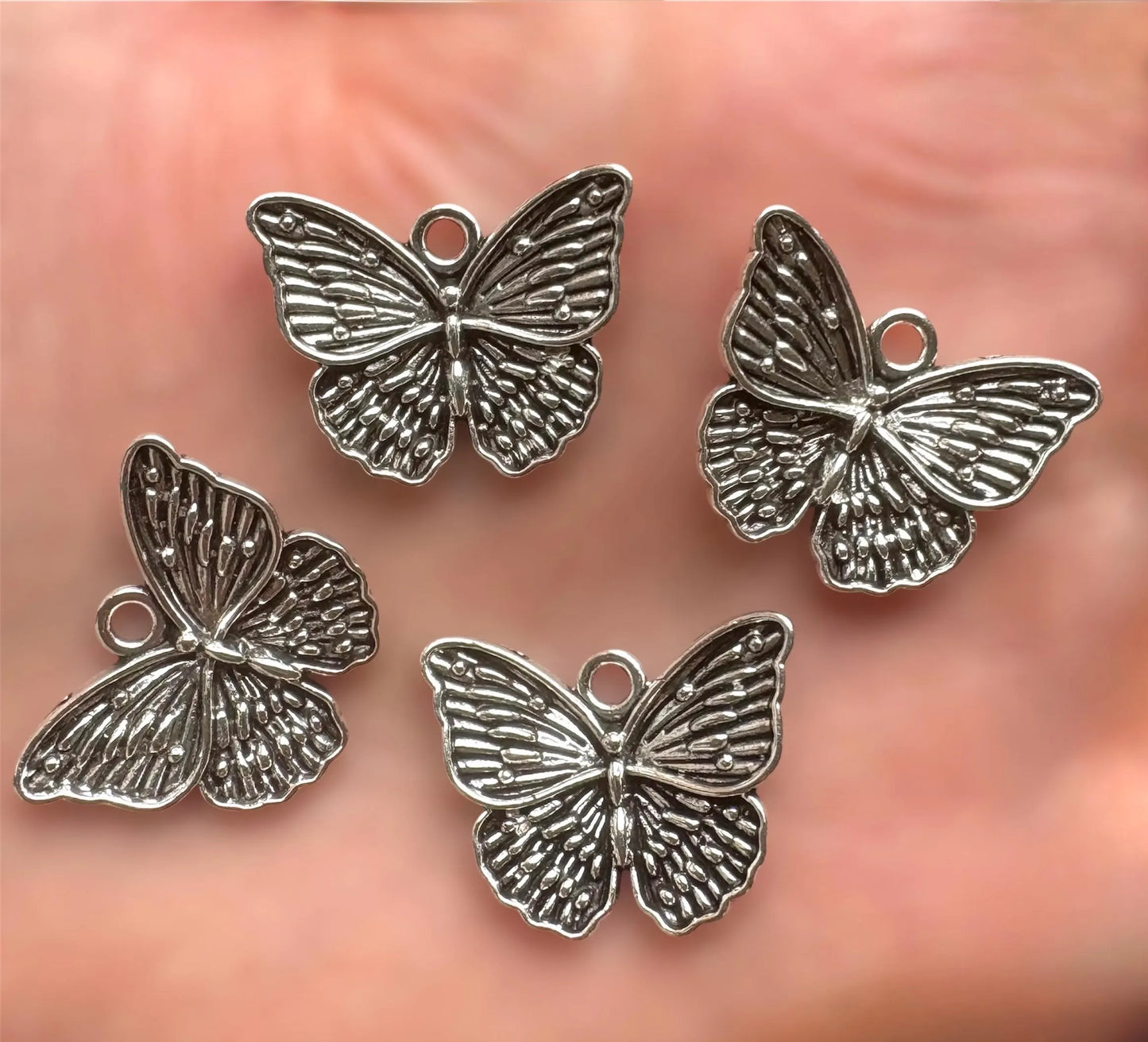 Butterfly charms, silver, 23mm