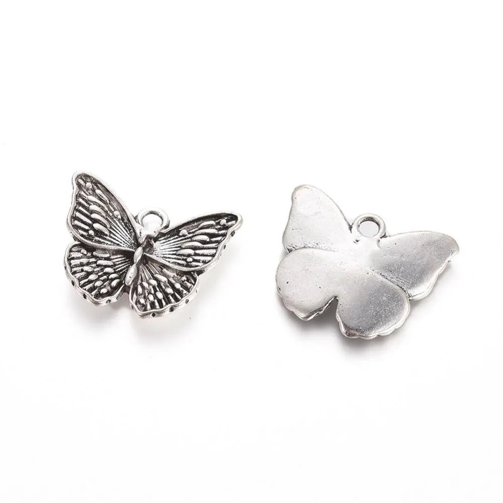 Butterfly charms, silver, 23mm