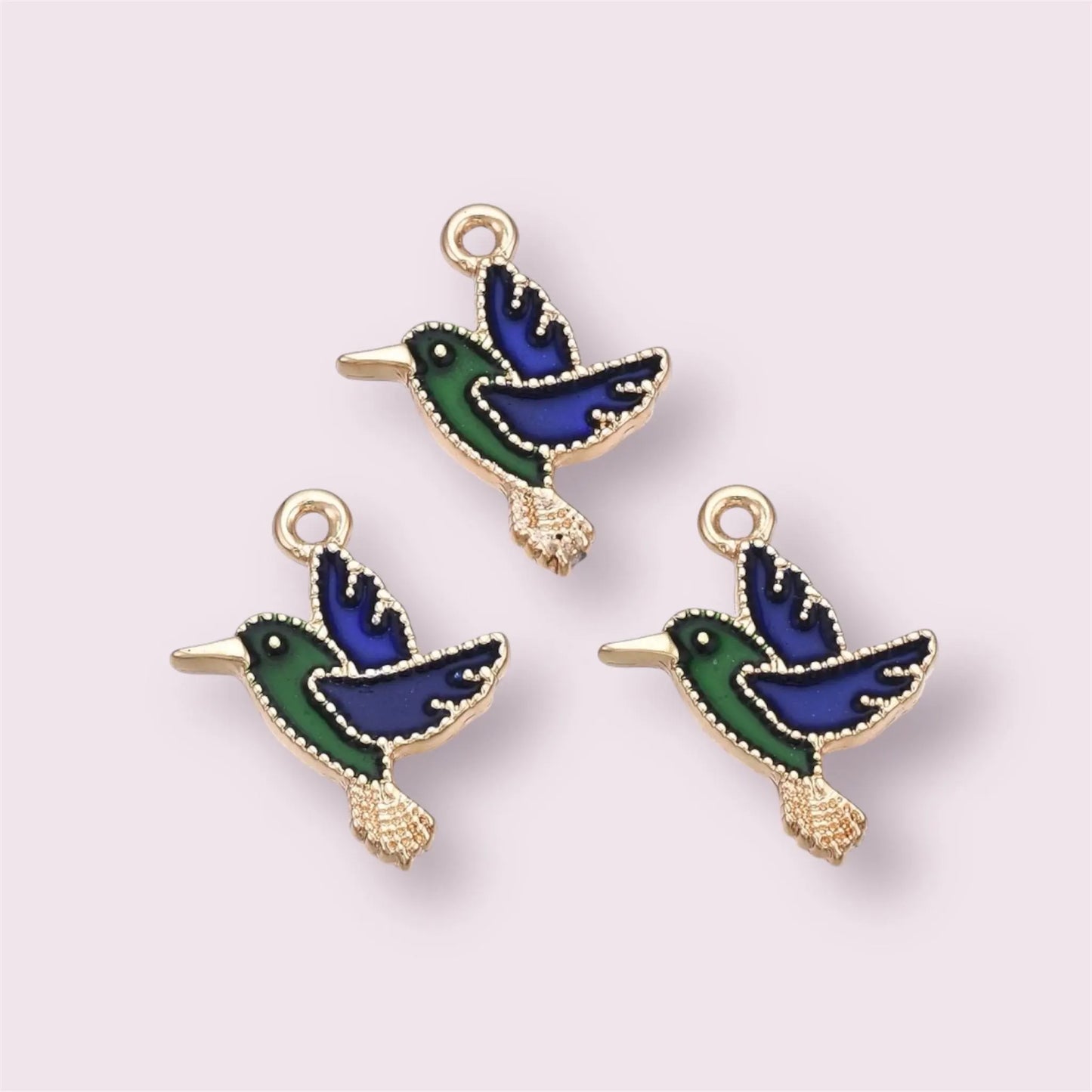 Bird enamel charms, 22mm