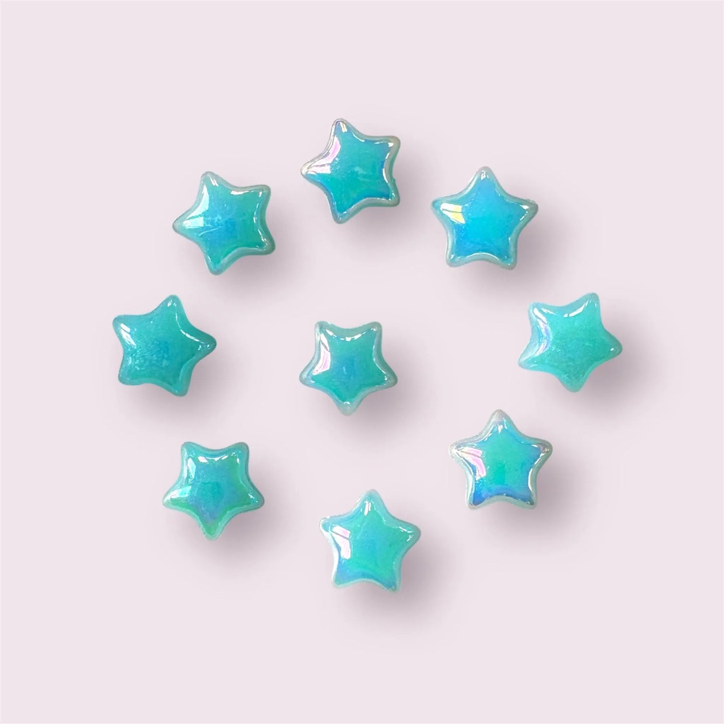 Blue star Pearl effect cabochons, 10mm