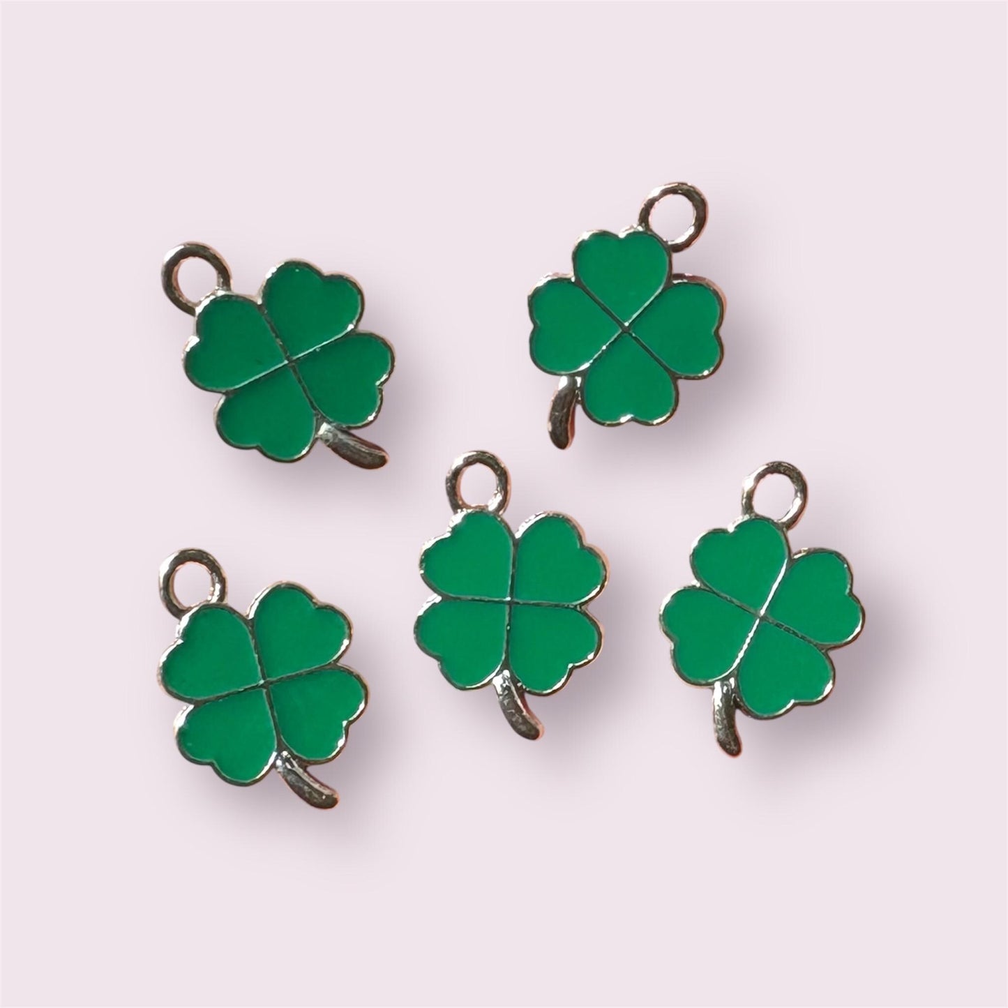 Clover charms, enamel 19mm