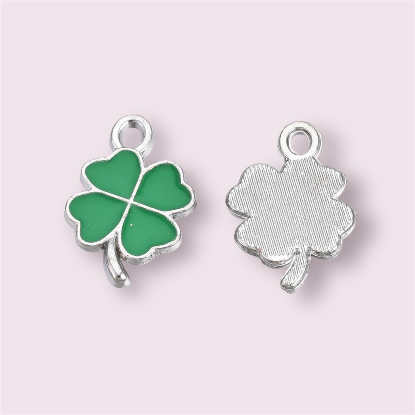 Clover charms, enamel 19mm