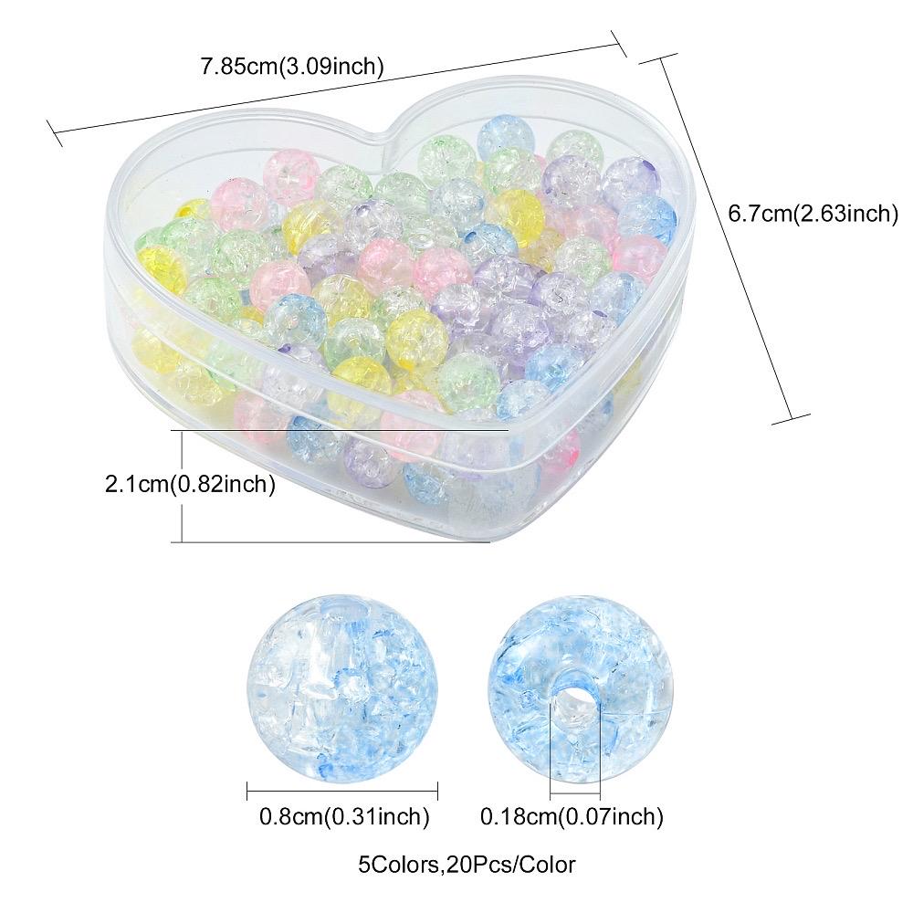 bead box, crackle beads, 8mm