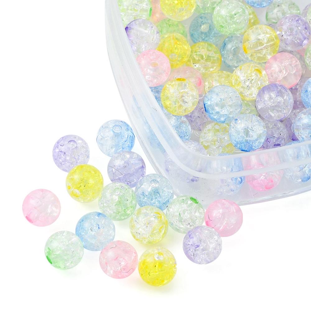 bead box, crackle beads, 8mm