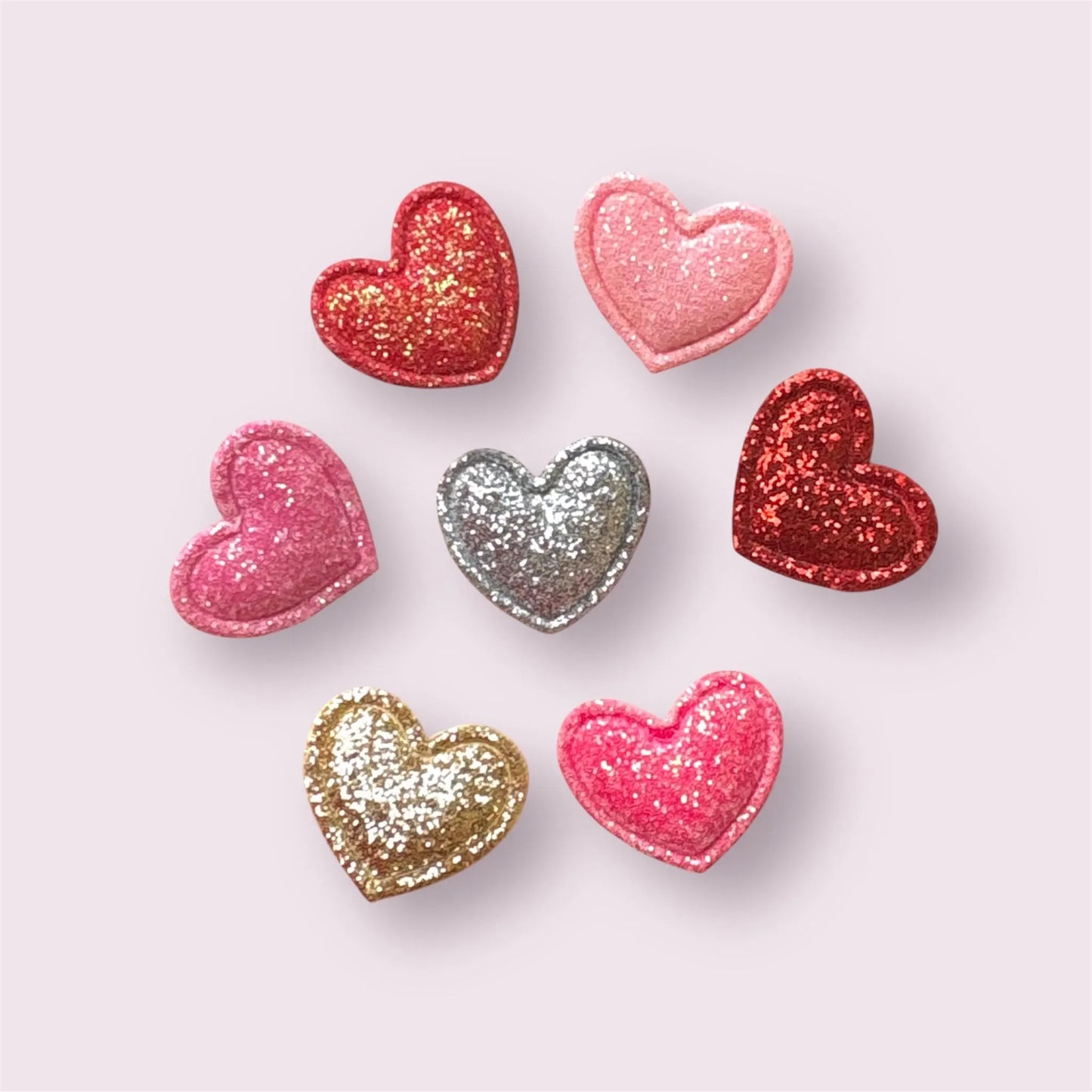 fabric heart glitter mix, 18mm