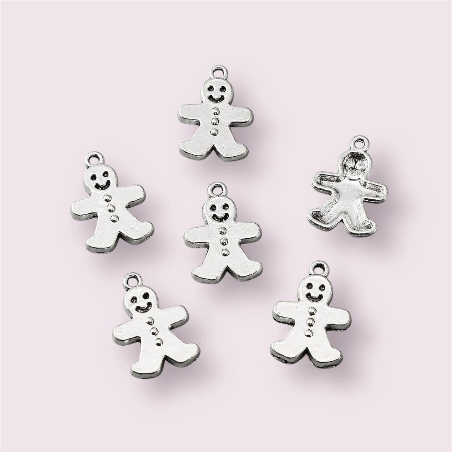 Gingerbread man charms, silver, 19mm