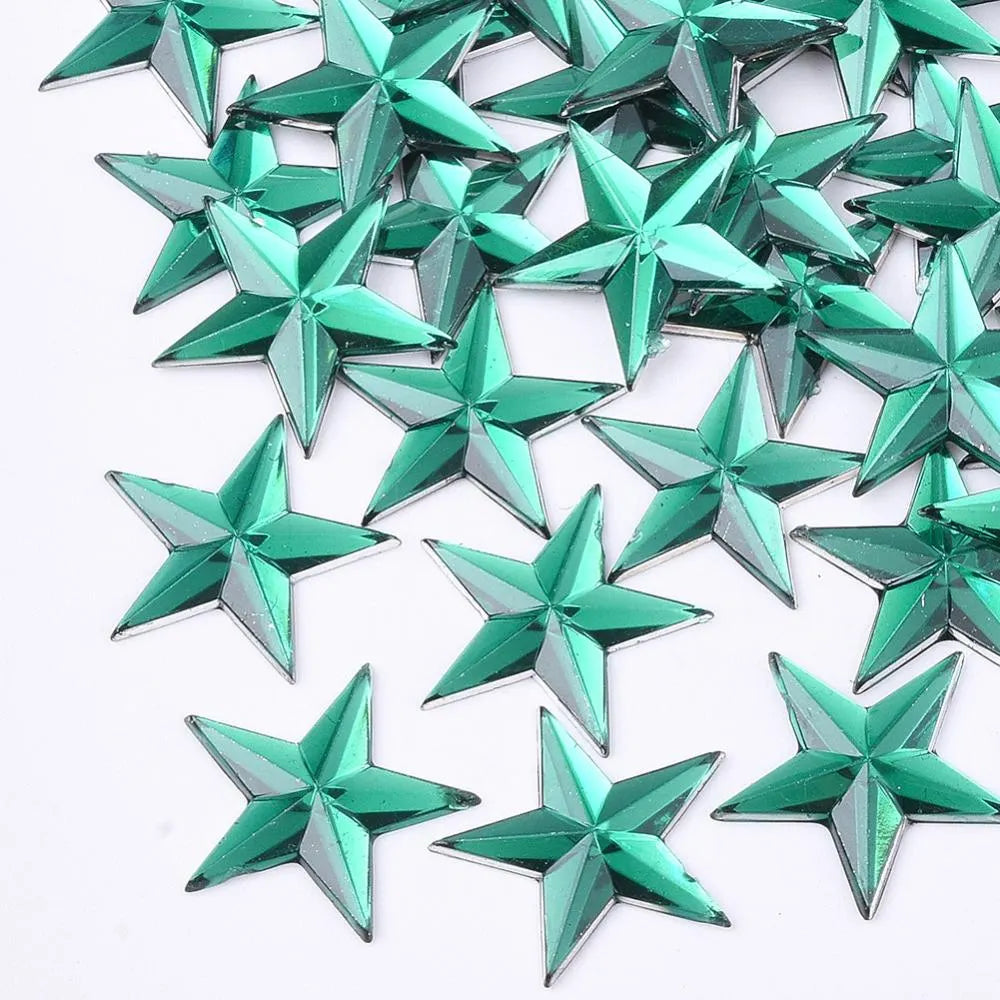 green acrylic star embellishments, 13mm