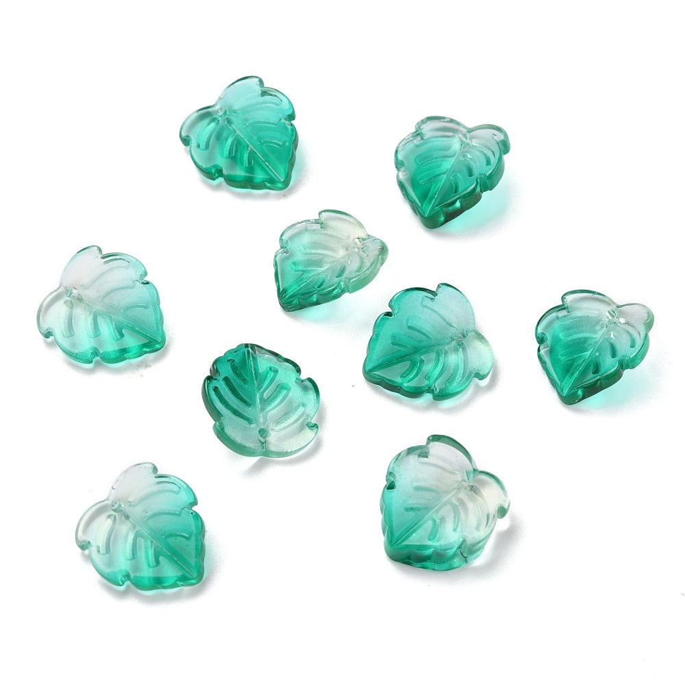 glass leaf charms 15mm