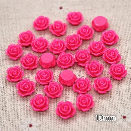 Rose cabochon, hot pink 10mm