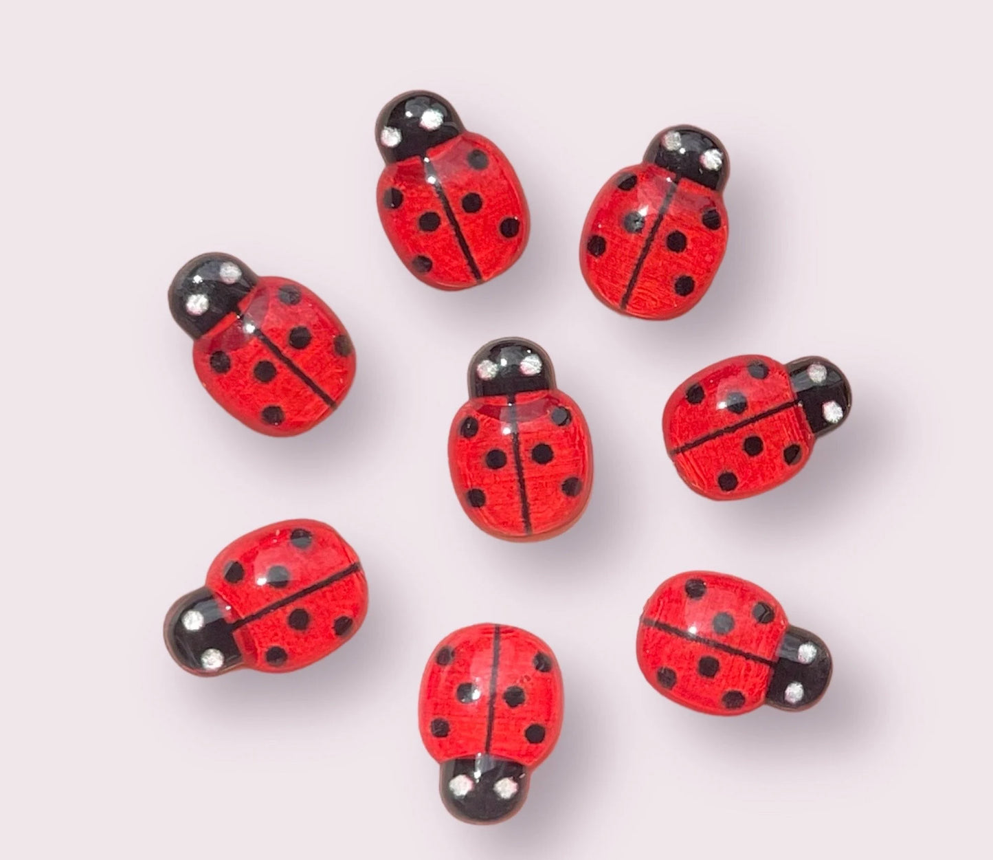 Ladybird resin cabochons, 13mm red