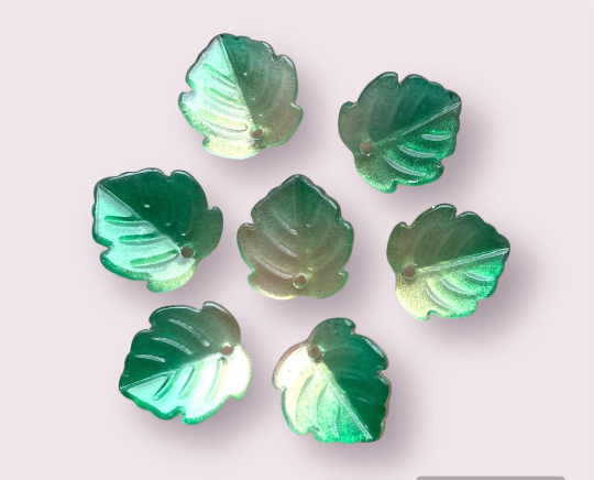 glass leaf charms 15mm