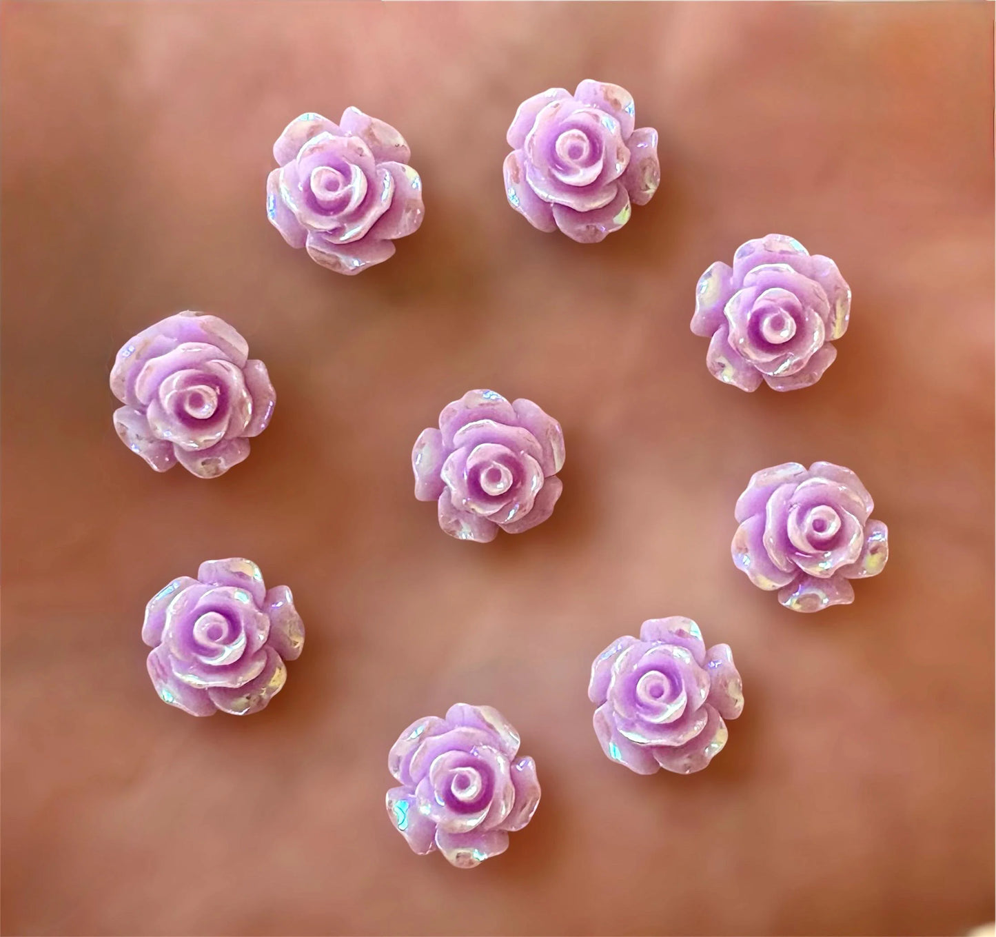 Lilac rose flower cabochon, 10mm