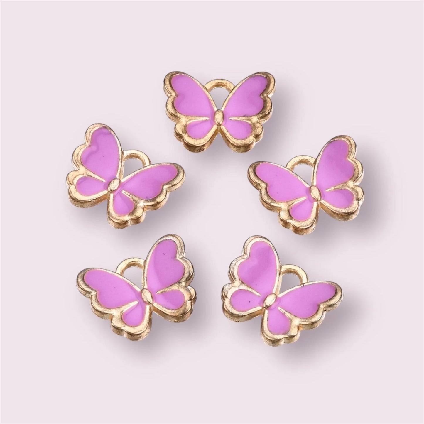 Butterfly charms, lilac, 13mm