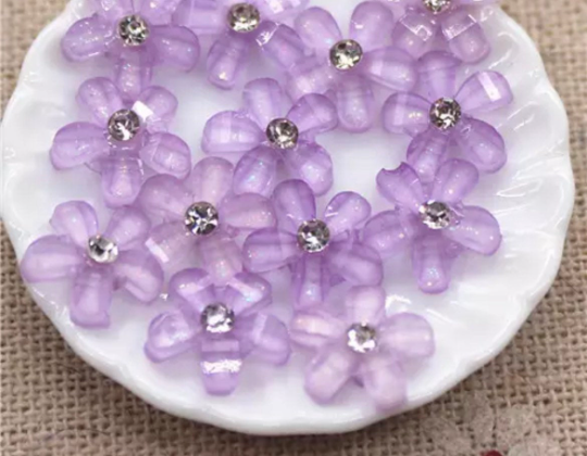 Lilac rhinestone flower 10mm