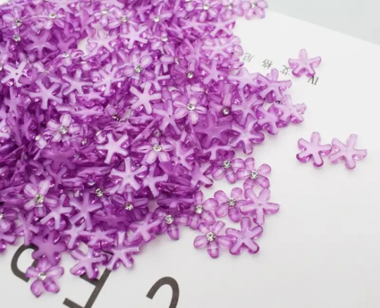 Lilac rhinestone flower 10mm