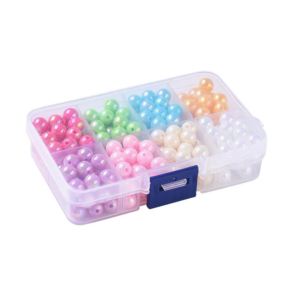 bead set, lustre mixed colour beads, 8mm