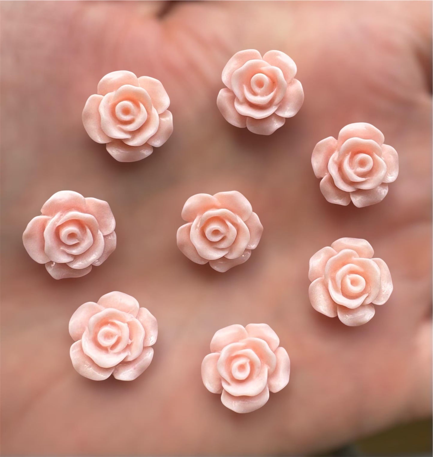 Matte pink rose cabochon, 13mm