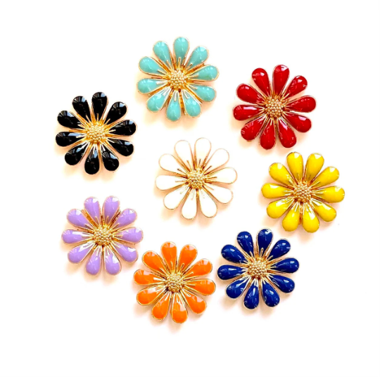 metal flower cabochons, 18mm