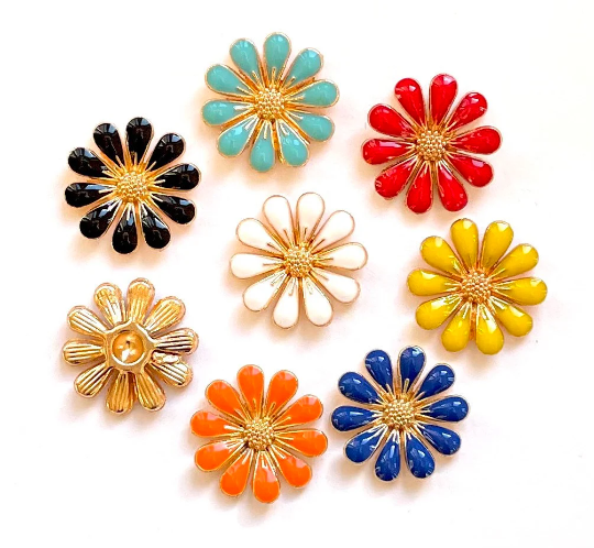 metal flower cabochons, 18mm