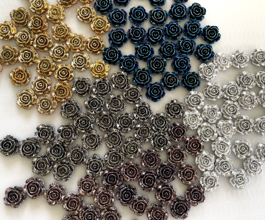 metallic flower mix, 14mm