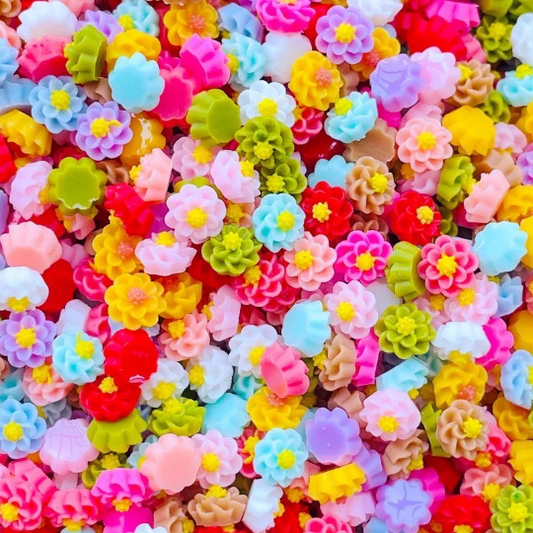 flower cabochons, mini mixed colour, 6mm