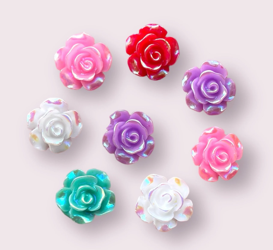 Rose cabochons, lustre mix, 12mm