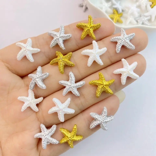 starfish mixed colour cabochons, 12mm