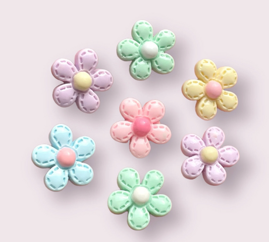 Pastel flower cabochons, 15mm