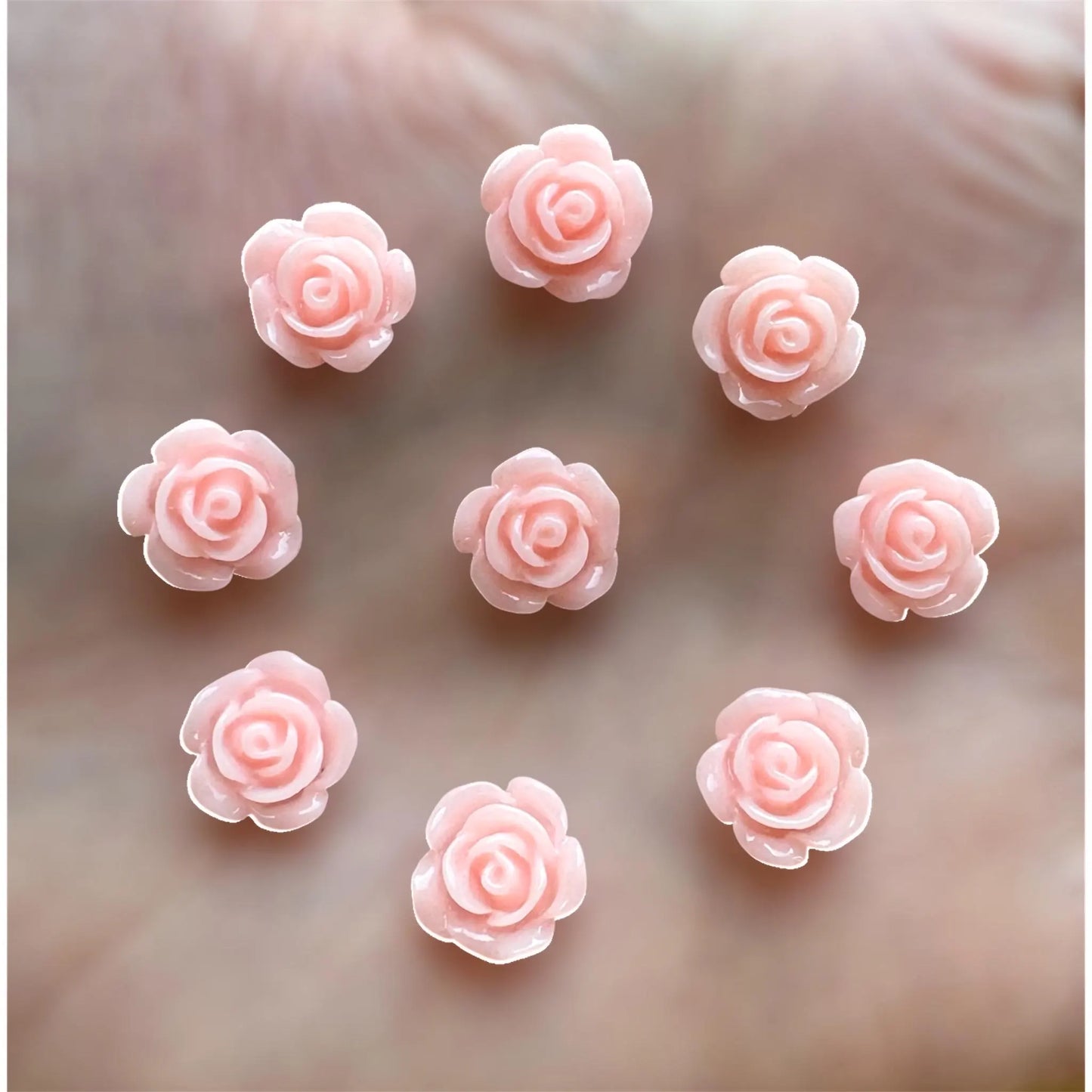 Pink rose cabochons,10mm