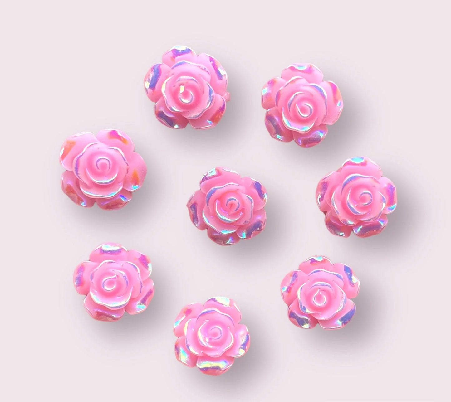 Pink rose flower cabochon, 12mm