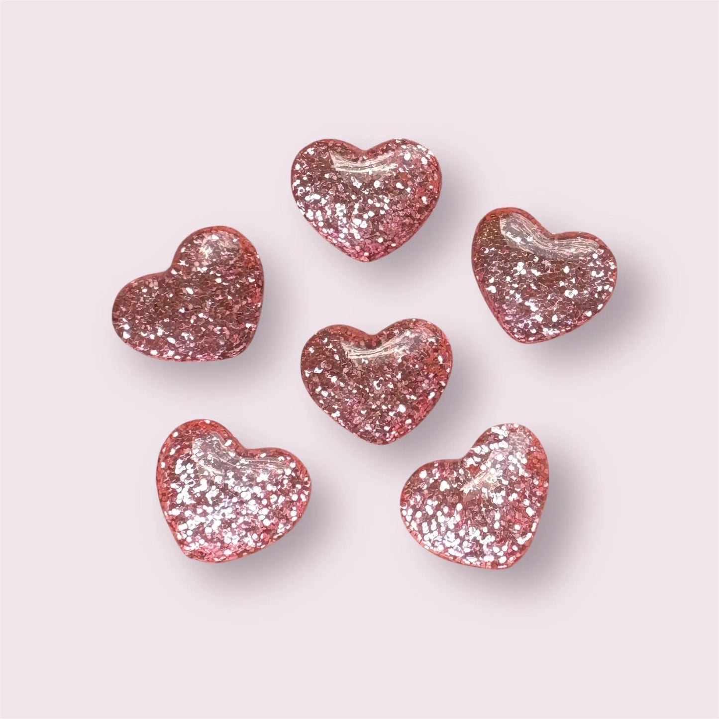 Pink glitter heart embellishments 16mm