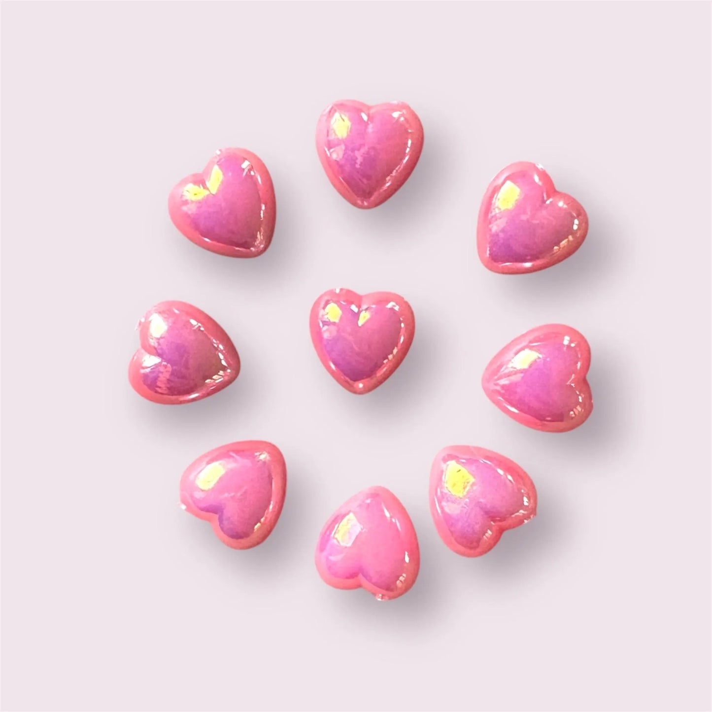 Pink heart embellishments, pink 10mm