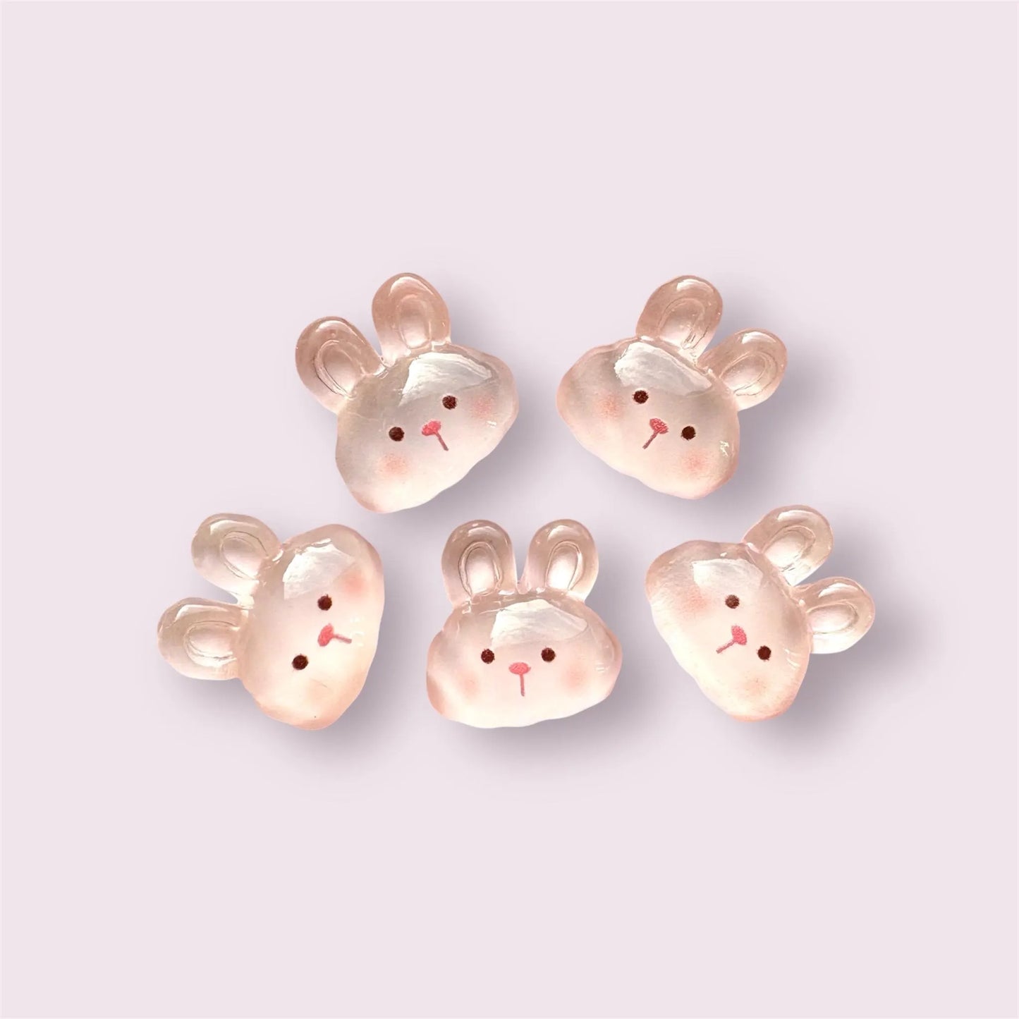 Pink rabbit face cabochon, 20mm