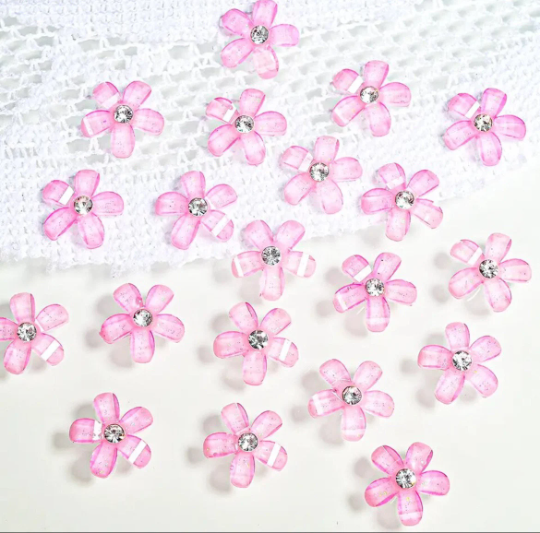 pink rhinestone flower 10mm